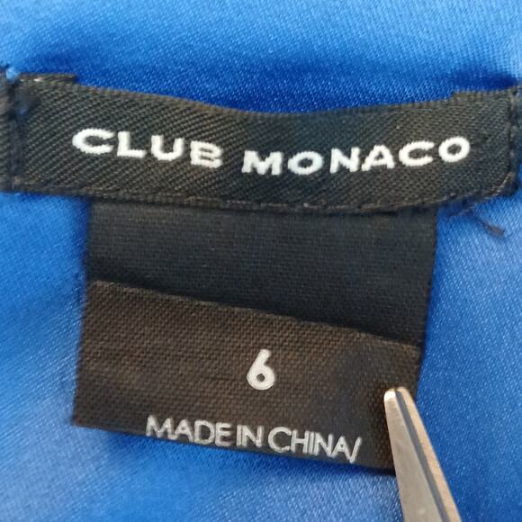 Club Monaco SZ 6 Royal Blue Satin Mini Skirt Pockets Lined Style 00300812 - Picture 4 of 5